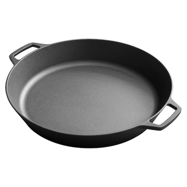 Pre-Seasoned 17 in. Cast Iron Skillet Nonstick Frying Pan with Dual Handles for Baking Pizza Grill Oven Safe