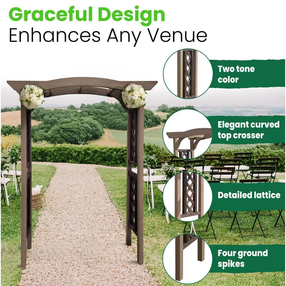 Norfolk Two-Tone Hemlock Wood Garden Arbor with Lattice Sides