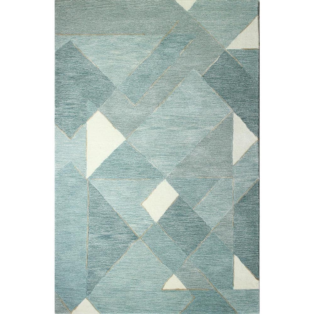 Greenwich Aqua 8 ft. x 10 ft. (79 x 99) Abstract Contemporary Area R