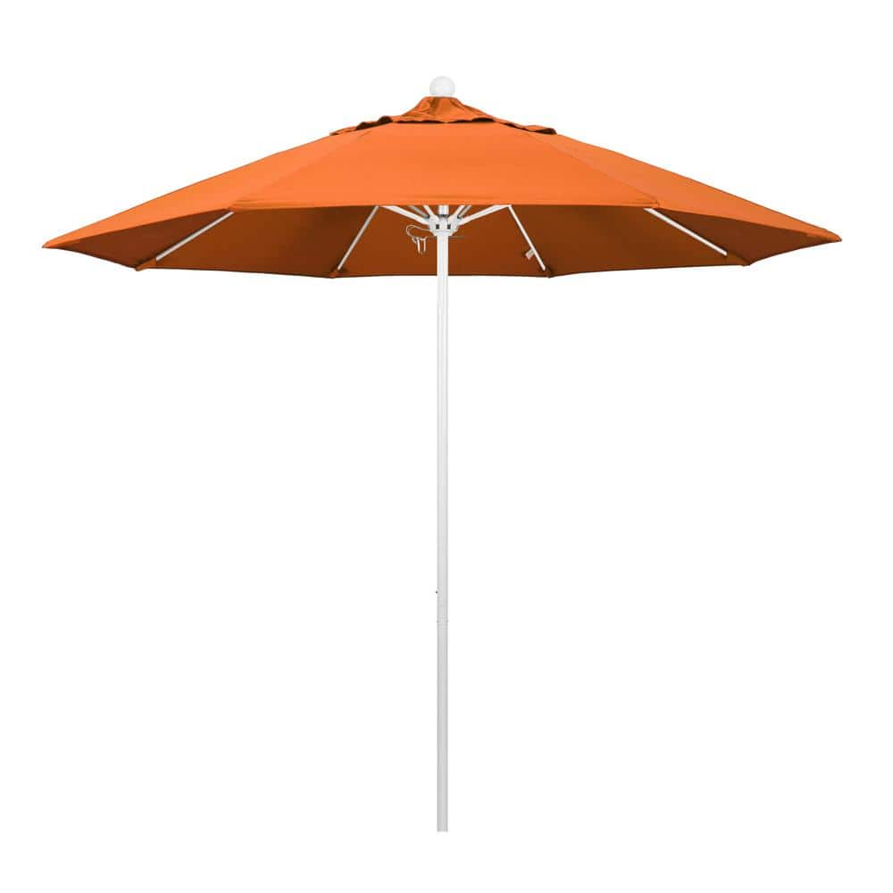 9 ft. White Aluminum Commercial Market Patio Umbrella with Fiberglass Ribs and Push Lift in Tangerine Sunbrella price history on PriceWatchPro