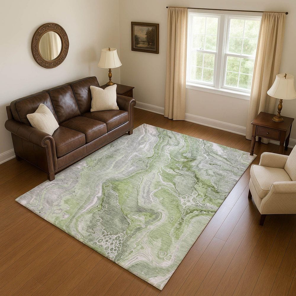 Mayfield Premium Machine Washable Abstract AMF1681 Aloe 8 ft. x 10 ft. Area Rug price history on PriceWatchPro
