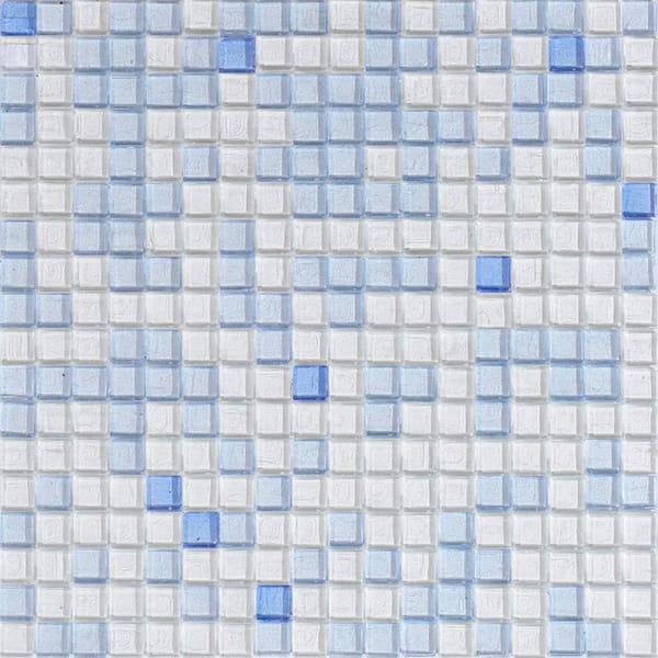 Mingles 11.6 in. x 11.6 in. Glossy White and Blue Glass Mosaic Wall and Floor Tile (18.69 sq. ft./case) (20-pack)