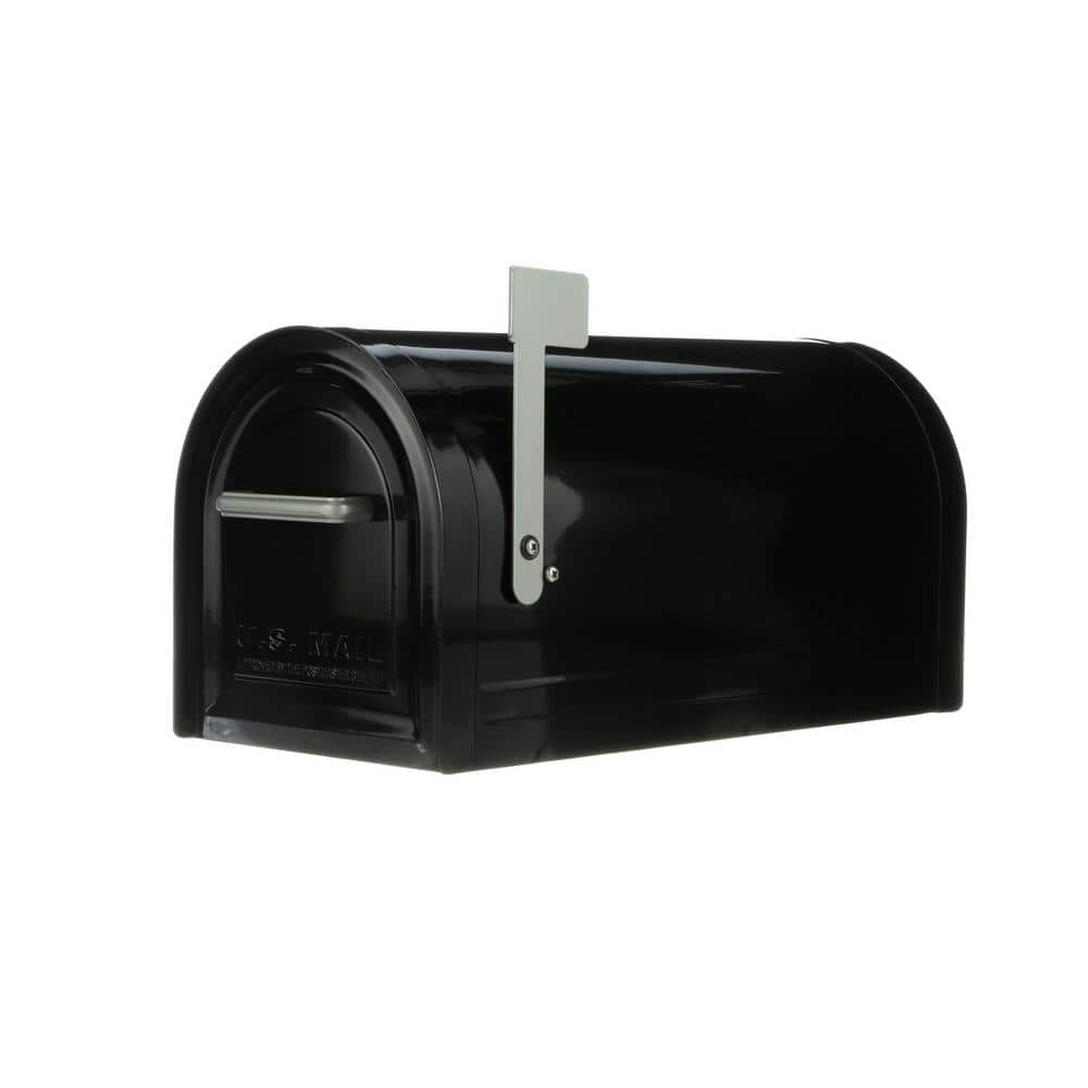 Large Black Lockable Steel Post-Mount Mailbox