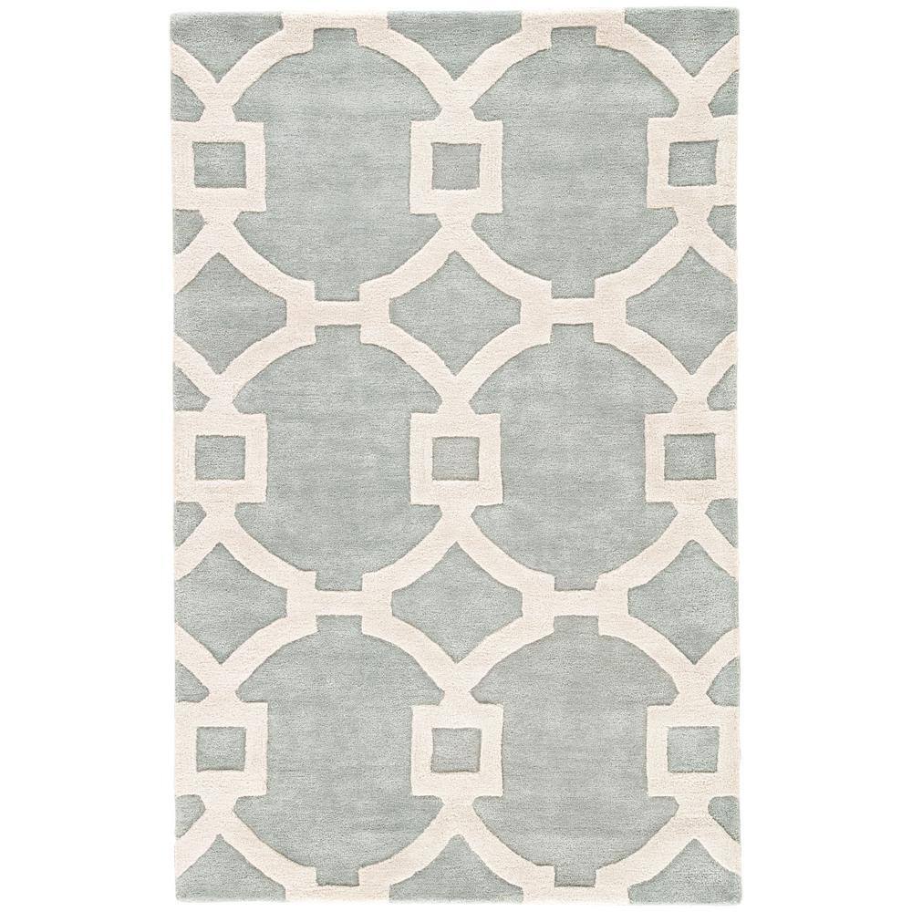 Bront Hand-Tufted Light Blue/White 2 ft. x 3 ft. Trellis Area Rug