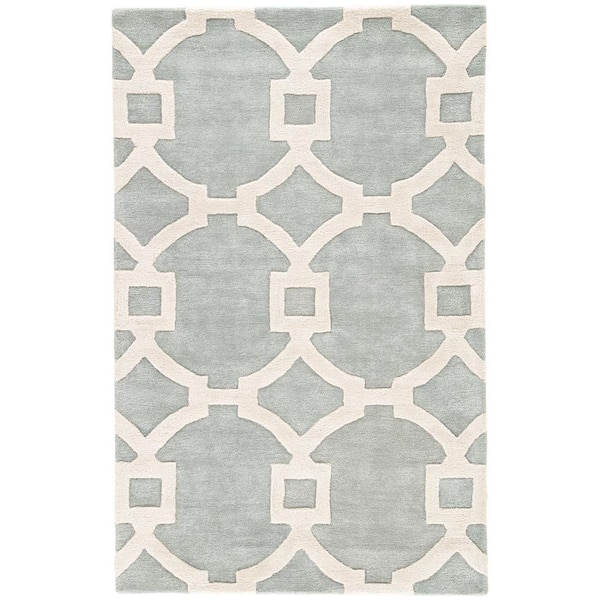 Unbranded Bront Hand-Tufted Light Blue/White 2 ft. x 3 ft. Trellis Area Rug