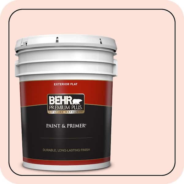 BEHR PREMIUM PLUS 5 gal. #200A-1 Peach Cloud Flat Exterior Paint & Primer