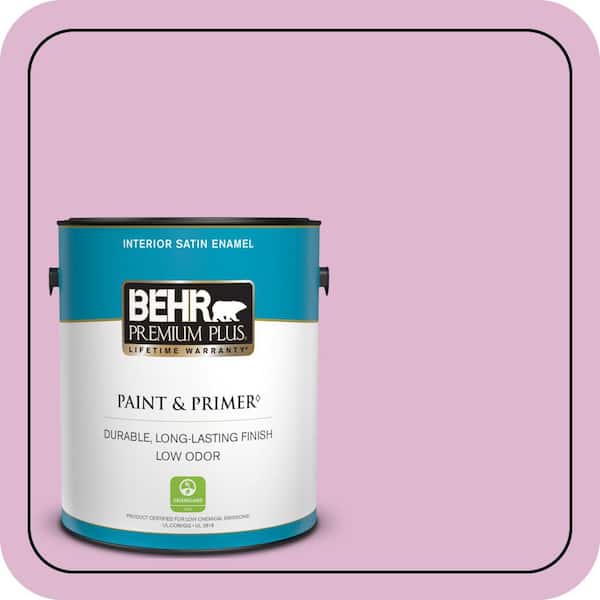 BEHR PREMIUM PLUS 1 gal. #M120-3 Pink Wink Satin Enamel Low Odor Interior Paint & Primer