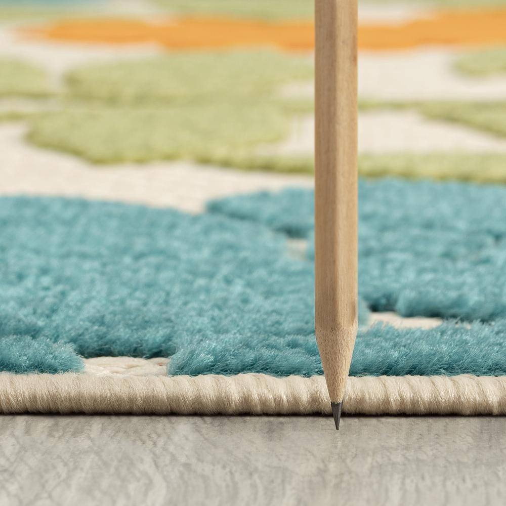 Oasis Hibiscus Bright Multi-Color 9' x 12' Flat Woven Area Rug