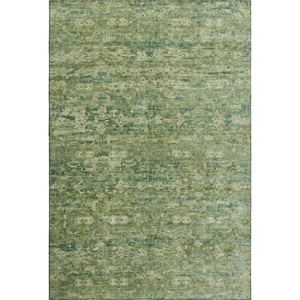 Mayfield Premium Machine Washable Abstract AMF2324 Olive 10 ft. x 14 ft. Area Rug