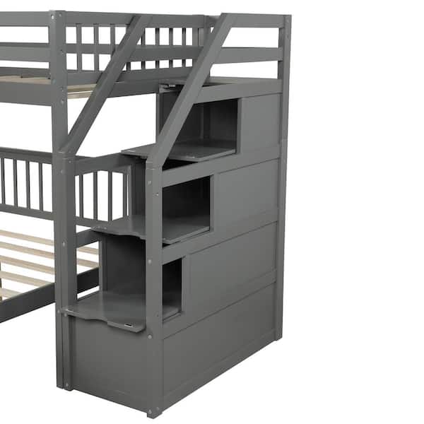 Gray Twin Over Full Loft Bed, Twin Over Full Bunk Bed Diy