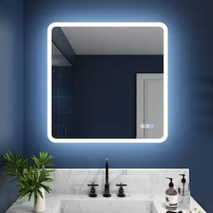 36 in. W x 36 in. H Square Framed Dimmable Anti-Fog LED Wall Bathroom Vanity Mirror Lighted Mirror in White