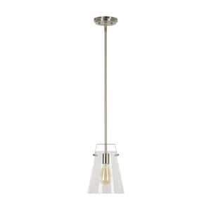 1-Light Brushed Nickel Mini Pendant with Clear Glass Shade