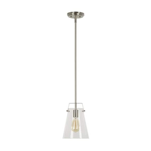 Cresswell 1-Light Brushed Nickel Mini Pendant with Clear Glass Shade
