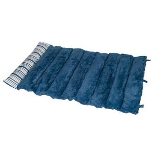 Medium Blue Striped Roll Up Travel Portable Dog Bed