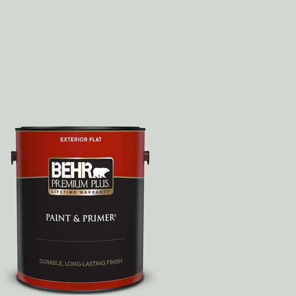 BEHR PREMIUM PLUS 1 gal. Home Decorators Collection #HDC-CT-23 Wind Fresh White Flat Exterior Paint & Primer