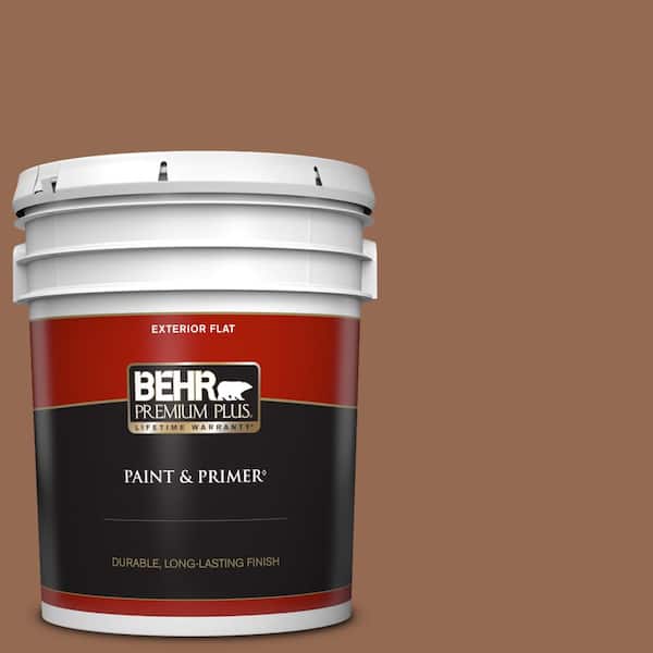 BEHR PREMIUM PLUS 5 gal. #240F-6 Sable Brown Flat Exterior Paint & Primer