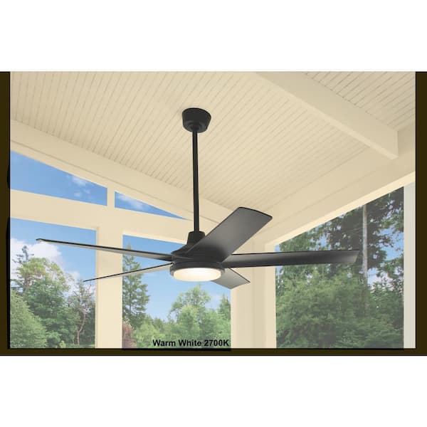 Ladshaw 60 in. Indoor/Outdoor Wet Rated Matte Black Ceiling Fan with Adjustable White LED and Remote Included