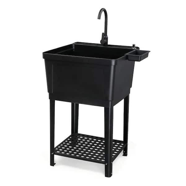 Karl home Freestanding Laundry Utility Sink with Faucet, White, 23.6 in.