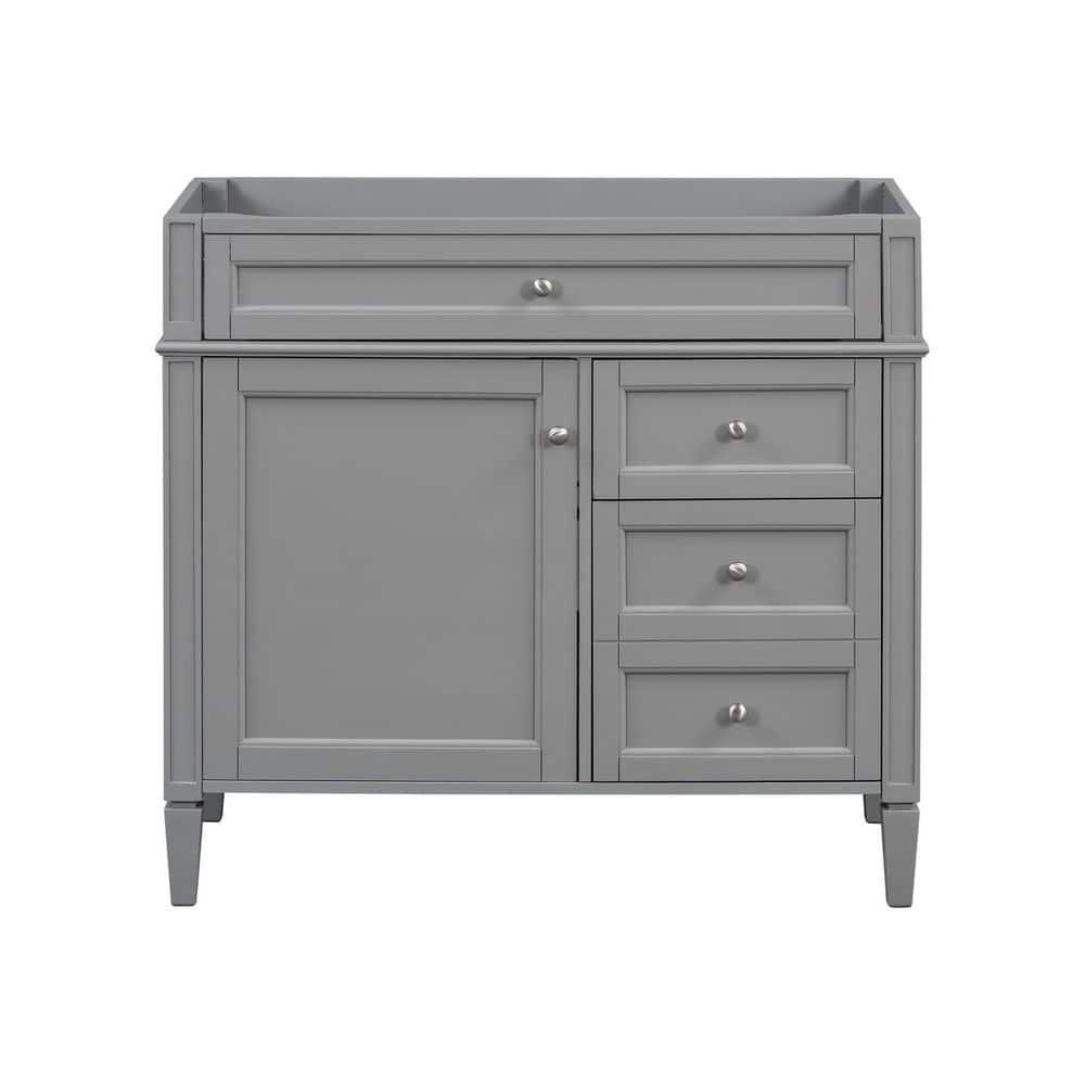 35.74 in. Bath Vanity Cabinet without Top in Gray Unassembled
