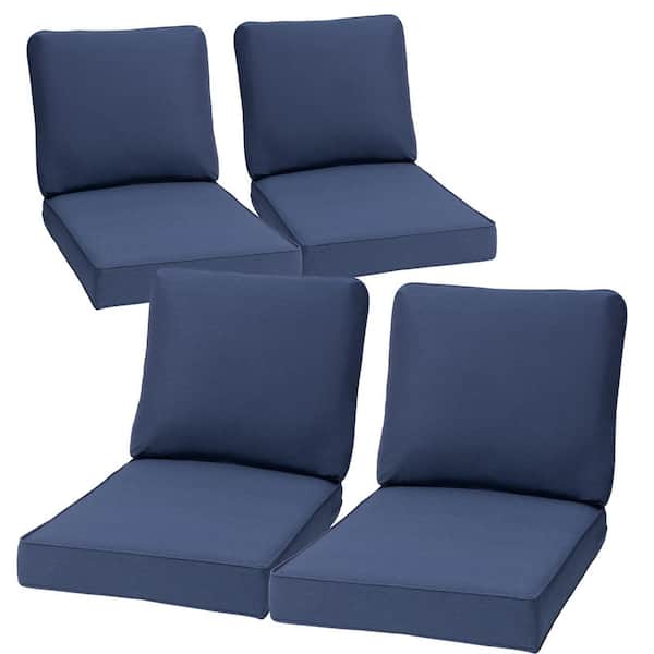 27.6 in. x 24.4 in. 4-Piece Outdoor Deep Seat Cushion for Patio Sofa and Couch in Navy Blue