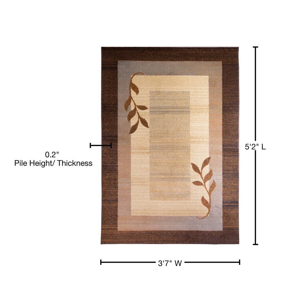 Clover Brown and Blue Modern Elegance Rectangular Area Rug, 43"x62"