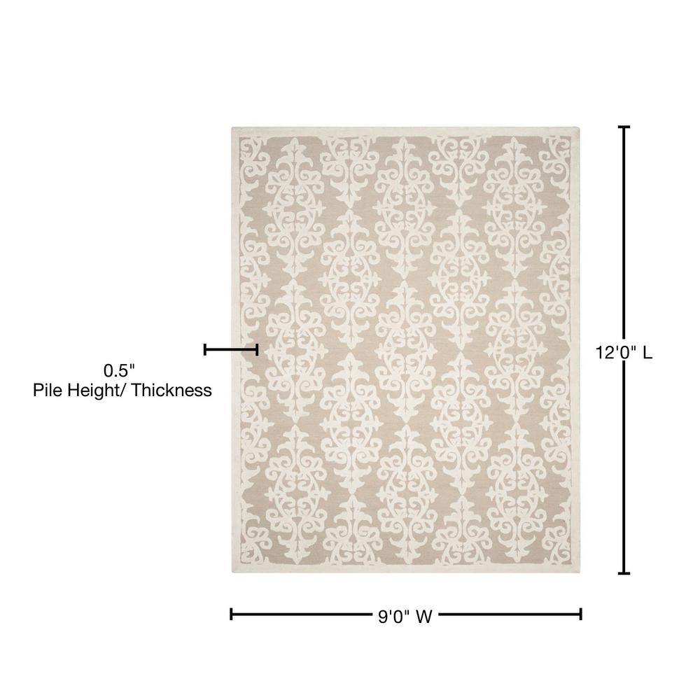 Ivory Elegance 9' x 12' Hand-Tufted Wool Rectangular Area Rug