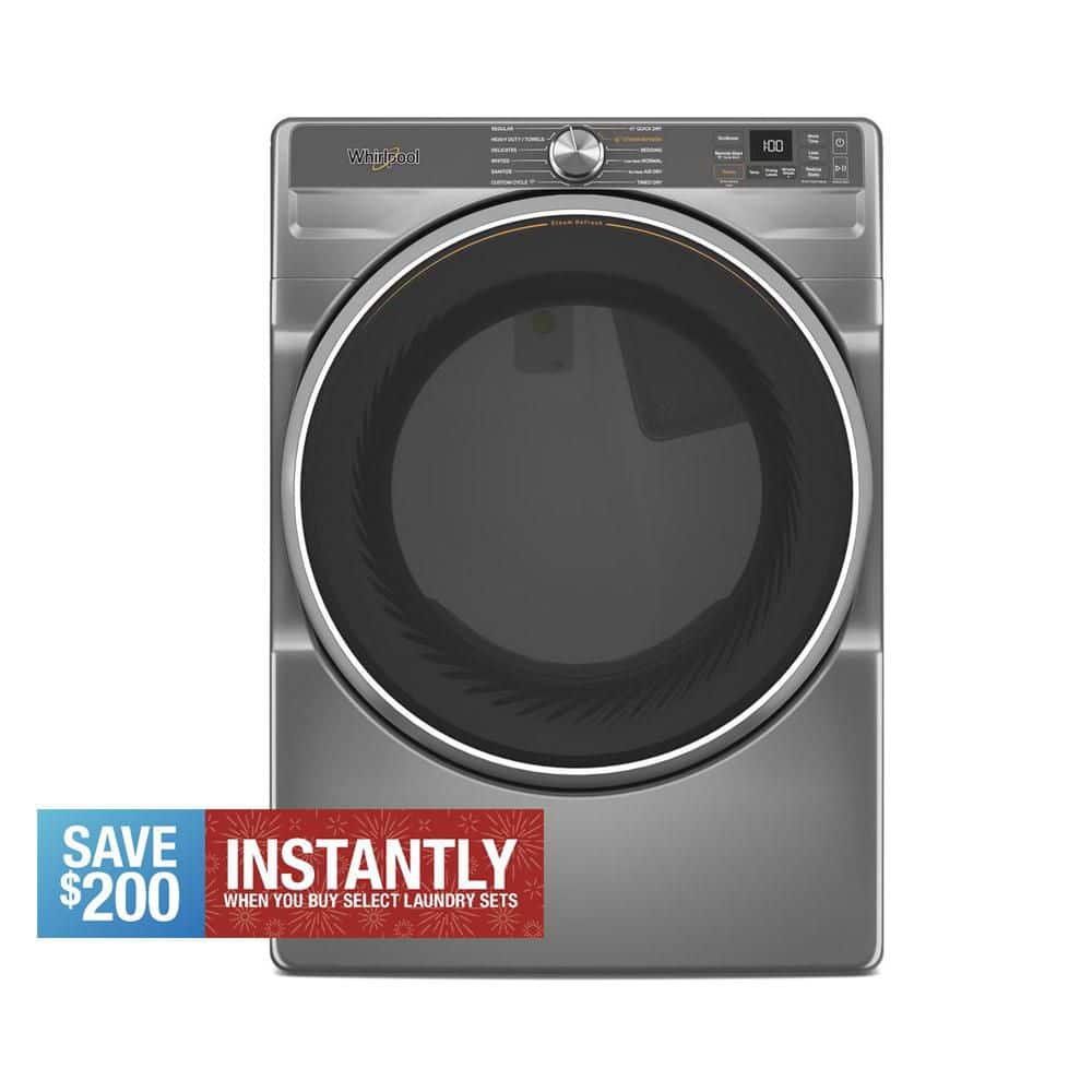7.4 Cu. Ft. vented Front Load Gas Dryer in Core Silver with Steam Capabilities