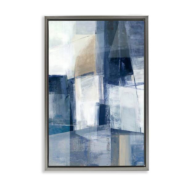 Stupell Industries Dynamic Geometric Abstract by Hannah Dawson Gray Floater Frame Abstract Graphic Art Print 25 in. x 17 in.