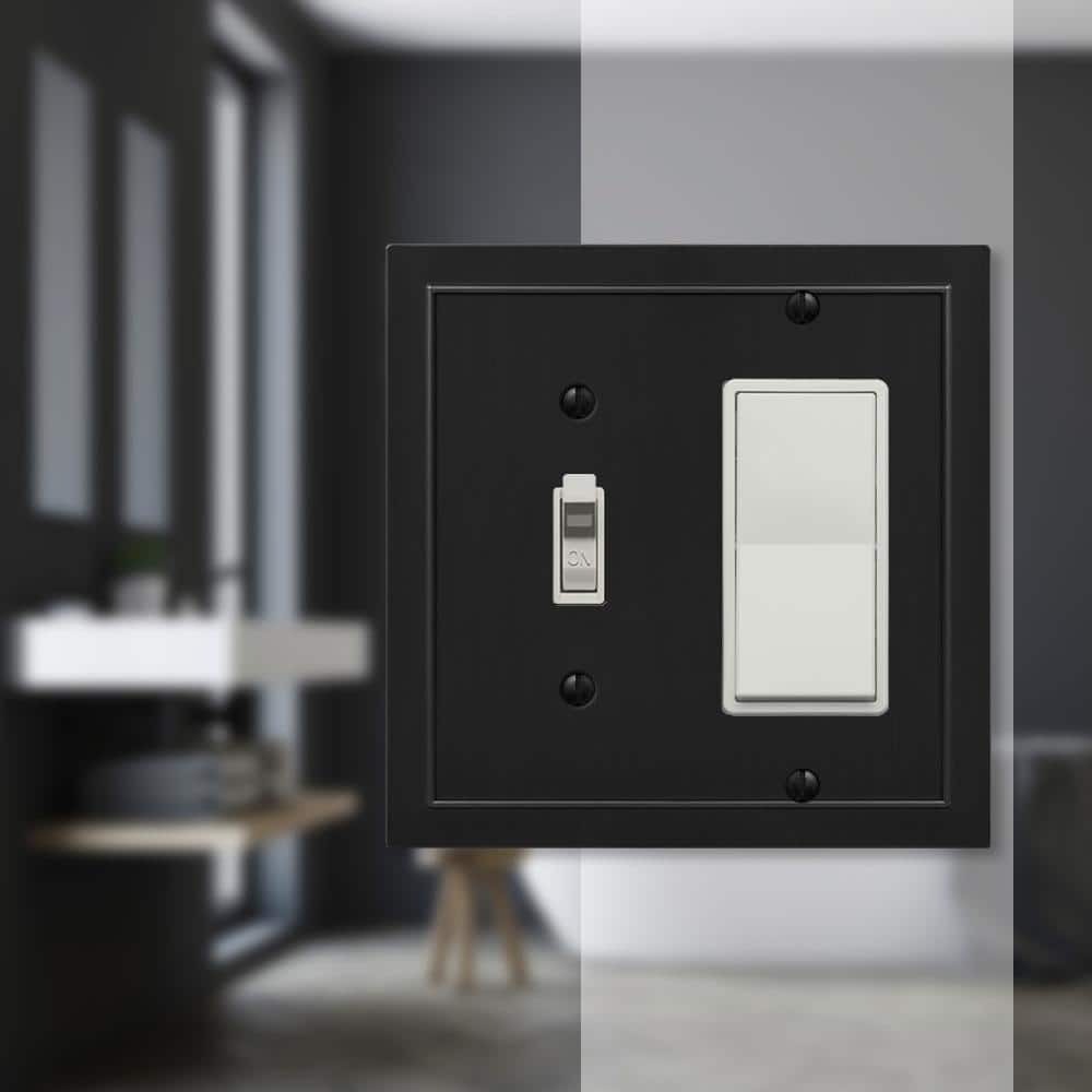 Bethany Black Metal 2-Gang Toggle and Rocker Wall Plate