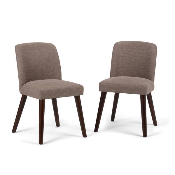 Simpli Home Emery Mid Century Modern Dining Chair (Set of 2) in Fawn Brown Linen Look Fabric
