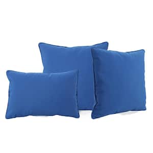 Coronado Blue Square Outdoor Throw Pillow (3-Pack)