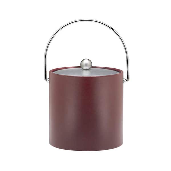 Kraftware SoHo Claret Leatherette 3 Qt. Ice Bucket with Chrome Bale and Lid