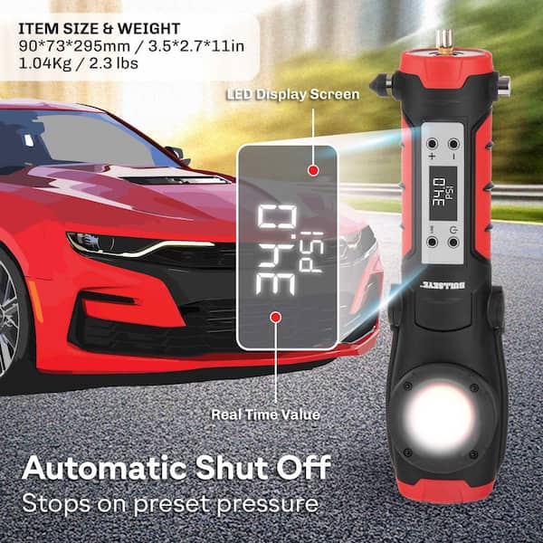 BIONIC RESCUE Portable Car Tire Inflator – 120 PSI Air Compressor With LED Light & Window Breaker