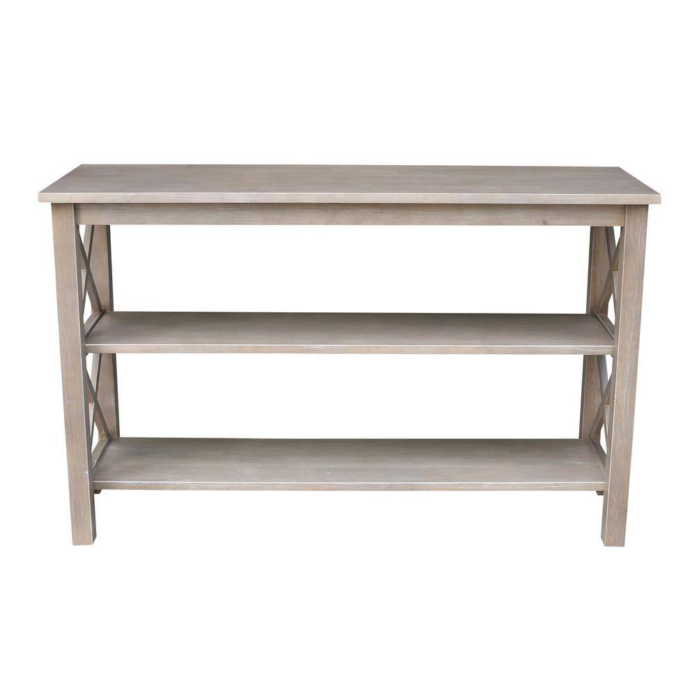 Transitional Hampton 48" Washed Gray Taupe Wood Console Table with Storage