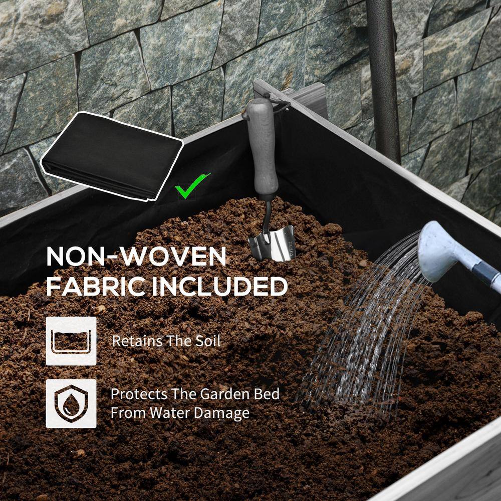Gray 3-Tier Raised Garden Bed for Outdoor Plants