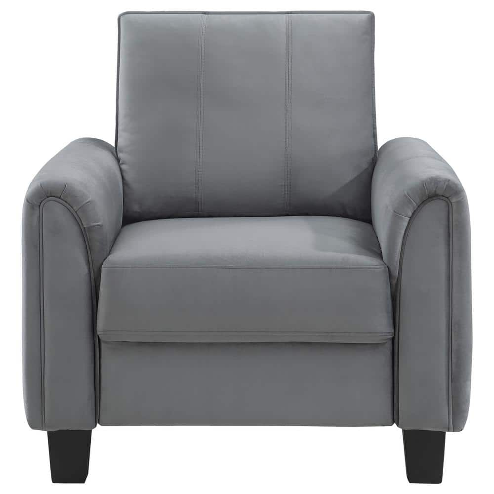 Gray Velvet Traditional Stationary Accent Chair