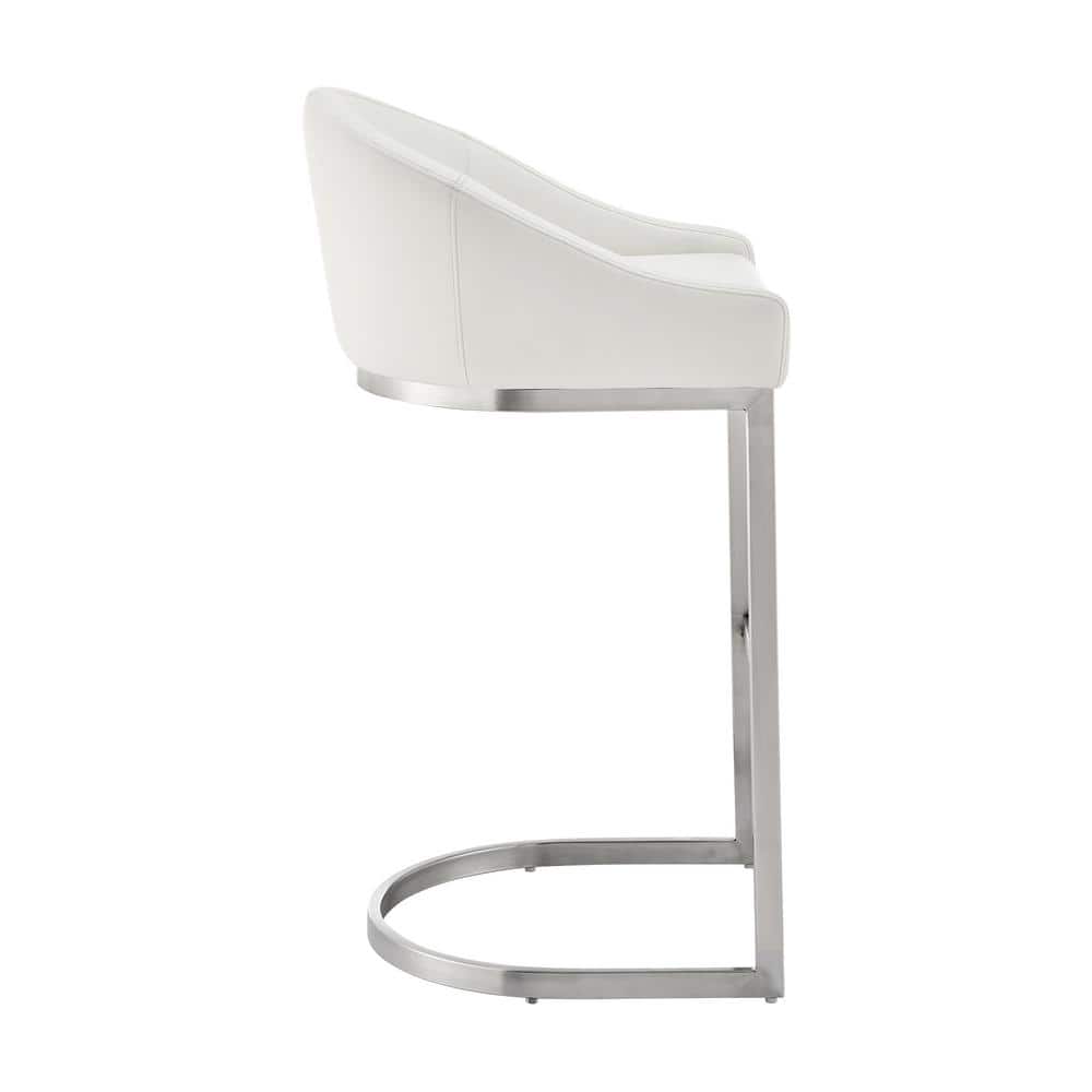 Katherine 30" White Faux Leather Metal Bar Stool