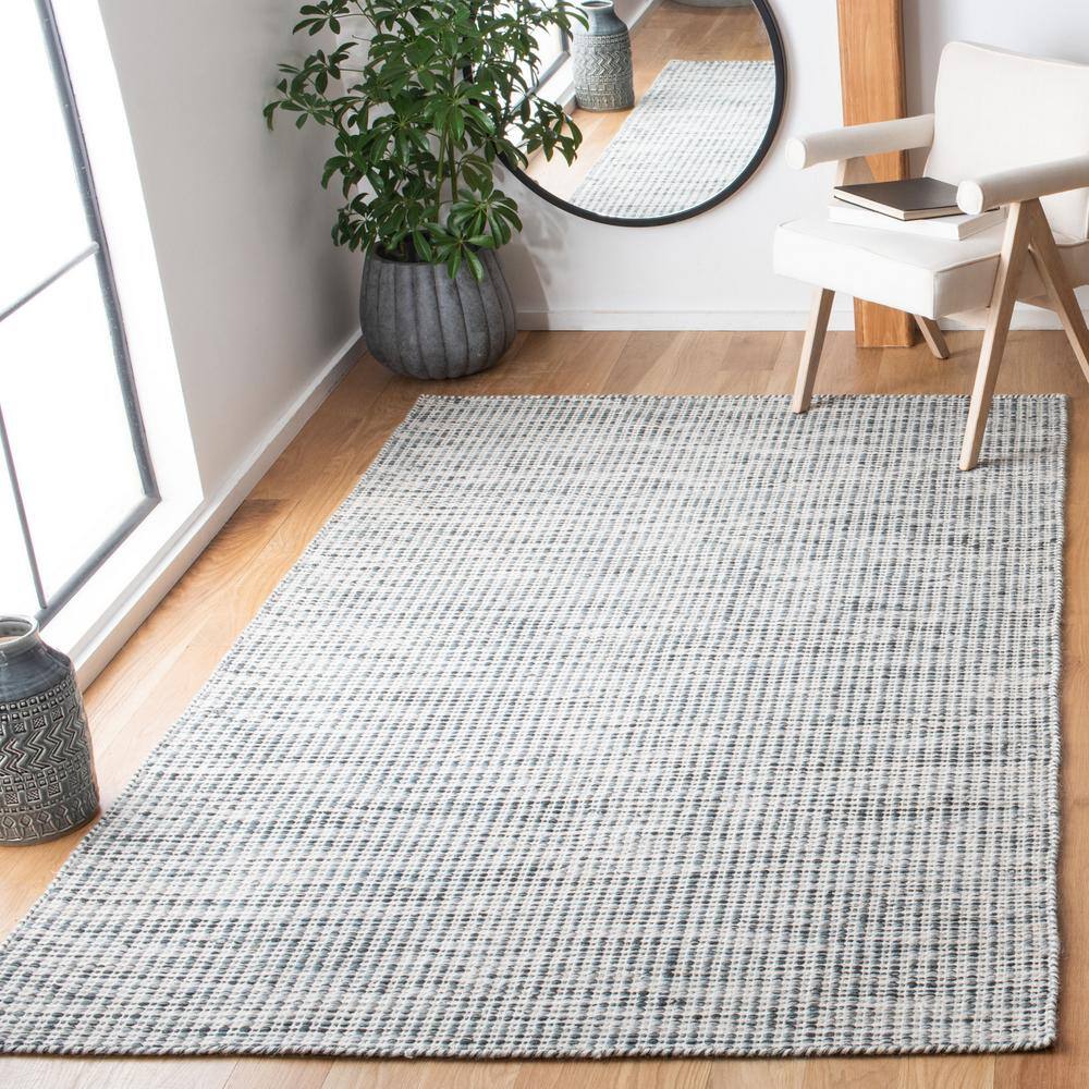 Gray and Ivory Hand-Tufted Wool Rectangular Rug 3' x 5'