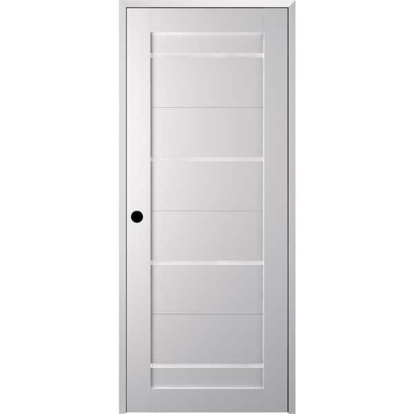 Belldinni Mika 18" x 80" Right-Hand 4-Lite Frosted Glass Solid Core Bianco Noble Finished Composite Single Prehung Interior Door