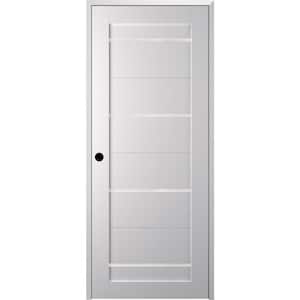Mika 18" x 80" Right-Hand 4-Lite Frosted Glass Solid Core Bianco Noble Finished Composite Single Prehung Interior Door