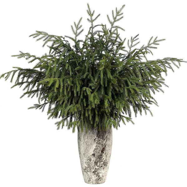 36 in. Green Artificial Christmas Norfolk Pine Branch Indoor Outdoor Home Decor (8 Pcs)
