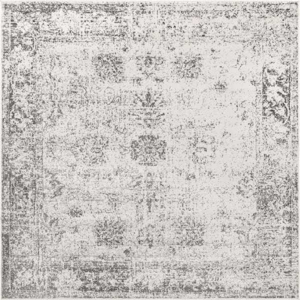 Unique Loom Sofia Casino Gray 6' 0 x 6' 0 Square Rug