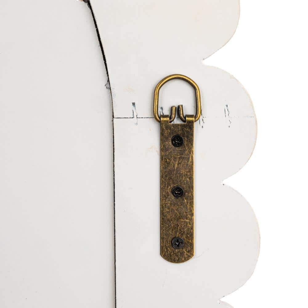 Whitewashed Arched Scallop Pattern Wood Wall Mirror