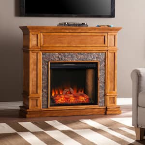 Ranson Alexa-Enabled 45.5 in. Electric Smart Fireplace with Faux Stone in Sienna