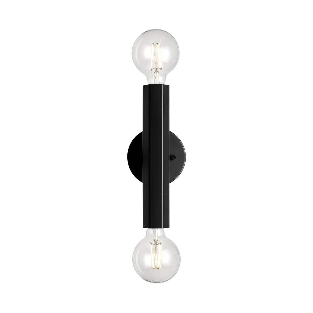 Noah 11 in. 2-Light Matte Black Vanity Light with Hexagonal Bar for Bathroom price history on PriceWatchPro