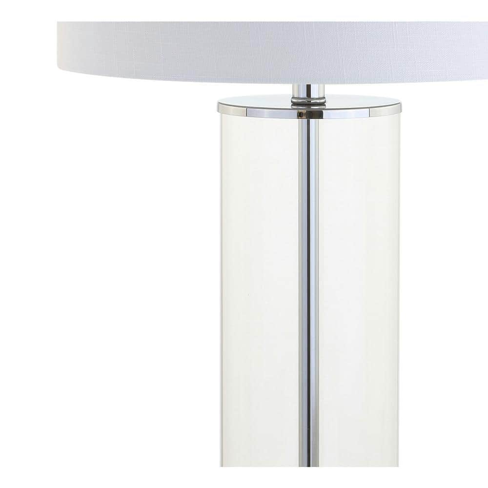 Harper 29" White Linen Shade Glass Table Lamp, Energy Efficient
