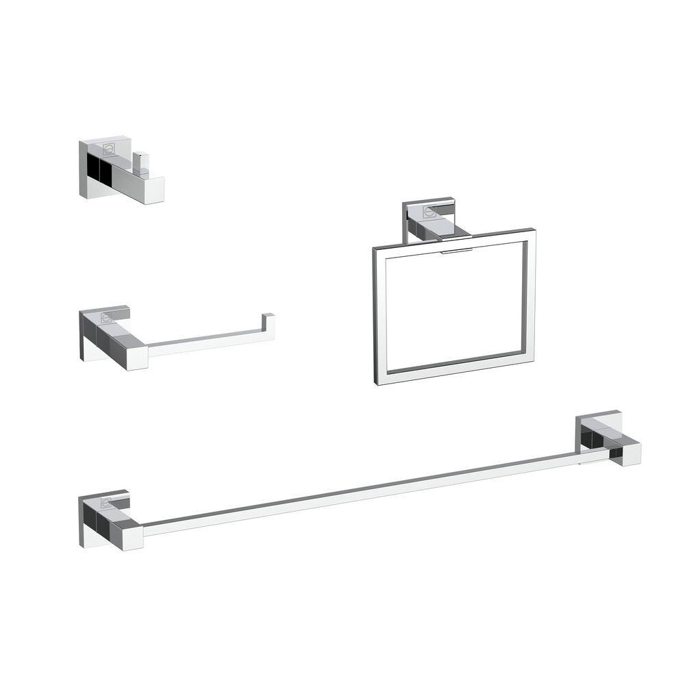 Timeless Home 4-Piece Bath Hardware Set with Mounting Hardware in Chrome