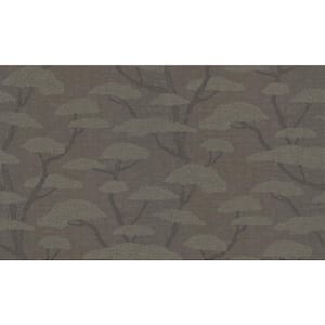 Fusion Collection Chinoiserie Tree Motif Charcoal Matte Finish Non-Pasted Vinyl Non-Woven Wallpaper Roll