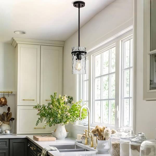 Aipsun 2-Pack Black Pendant Light Fixture – Glass Globe Kitchen Island Lighting, Adjustable Height, Dimmable (Bulbs Not Included)