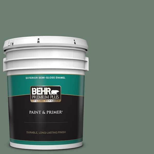 BEHR PREMIUM PLUS 5 gal. #460F-5 Island Palm Semi-Gloss Enamel Exterior Paint & Primer